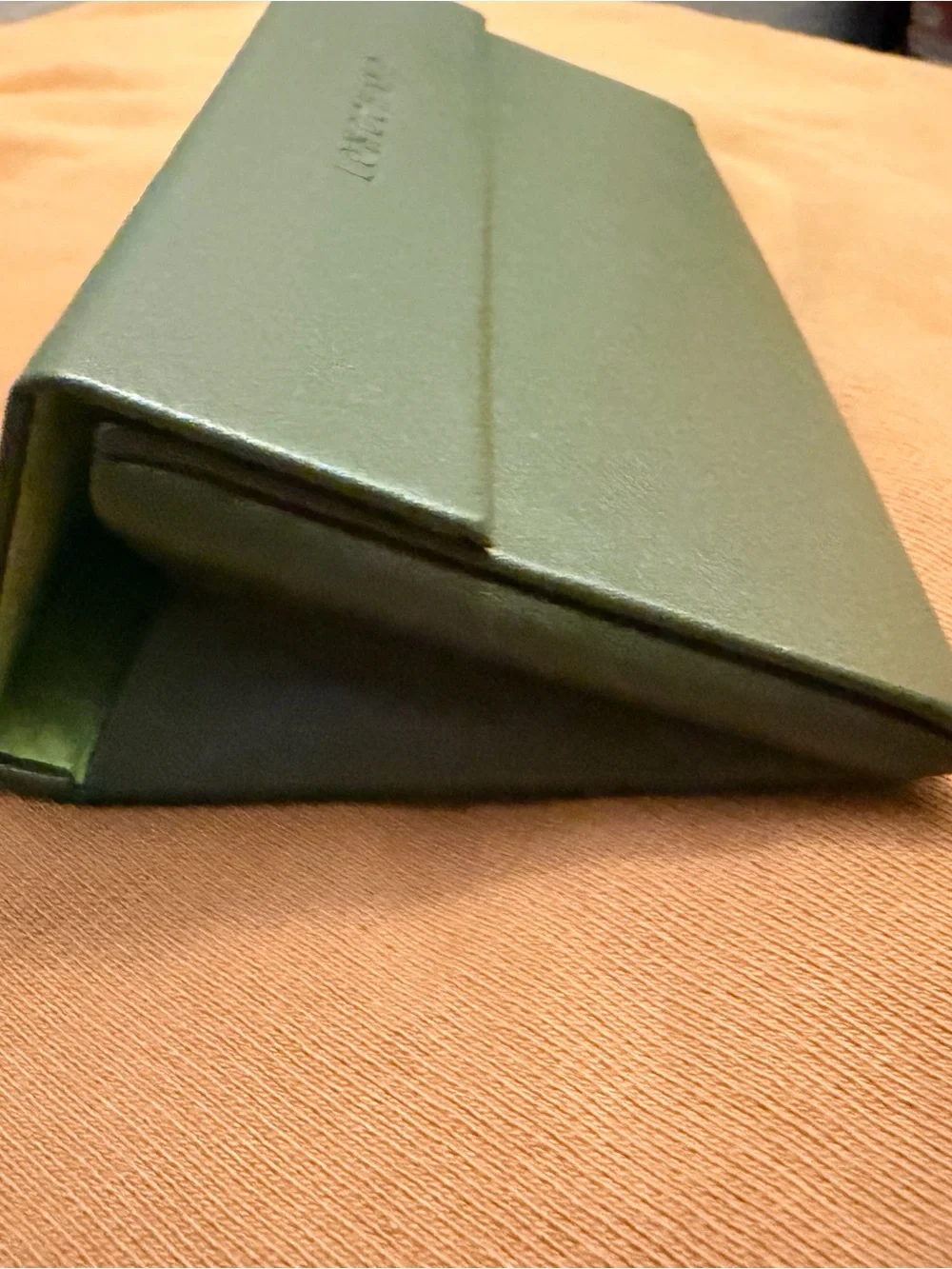 Longchamp Green eye glass case  with Embossed b Logo